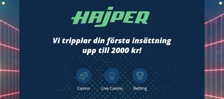 Hajper casinobonus upp till 2000 kr till 31 mars 2020